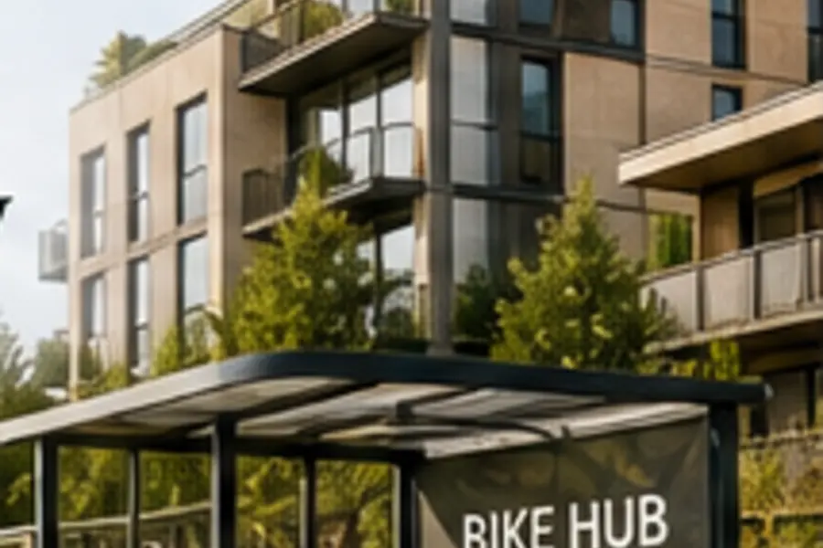 Modern residential development with a secure bicycle hub